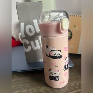 NEW Pink Panda stainless steel cup tumbler.